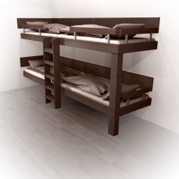 Bunk beds Quadruple bed -straight ladder